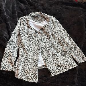 Geometric Black and White Girls Jacket